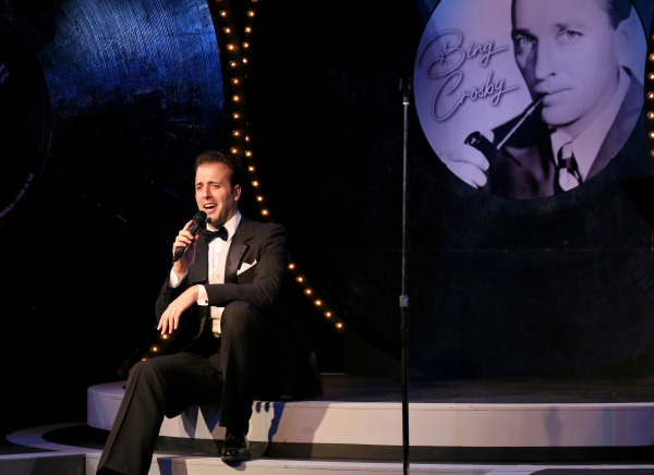 Michael Vanhevel in The Crooner, Drayton Entertainment, 2022 Season. Conceived and Directed by Alex Mustakas, Musical Arrangements by Mark Payne, Music Direction by Jim Hodgkinson, Set Design by Dayton Taylor, Costume Design by Jenine Kroeplin, Lighting Design by Jeff JohnstonCollins, Stage Manager Nadene Riehl, Apprentice Stage Manager Molly Mück.